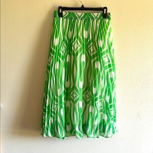 Pleated Bohemian Green and White Women's Skirt